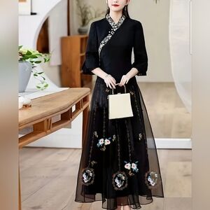 High Waist Embroidered Skirt, Ethnic Style Retro Casual Skirt, Women's Clothing